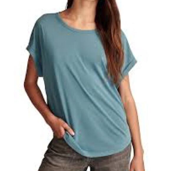 Green Envelope Teal Short Sleeve Top - Picture 1 of 5